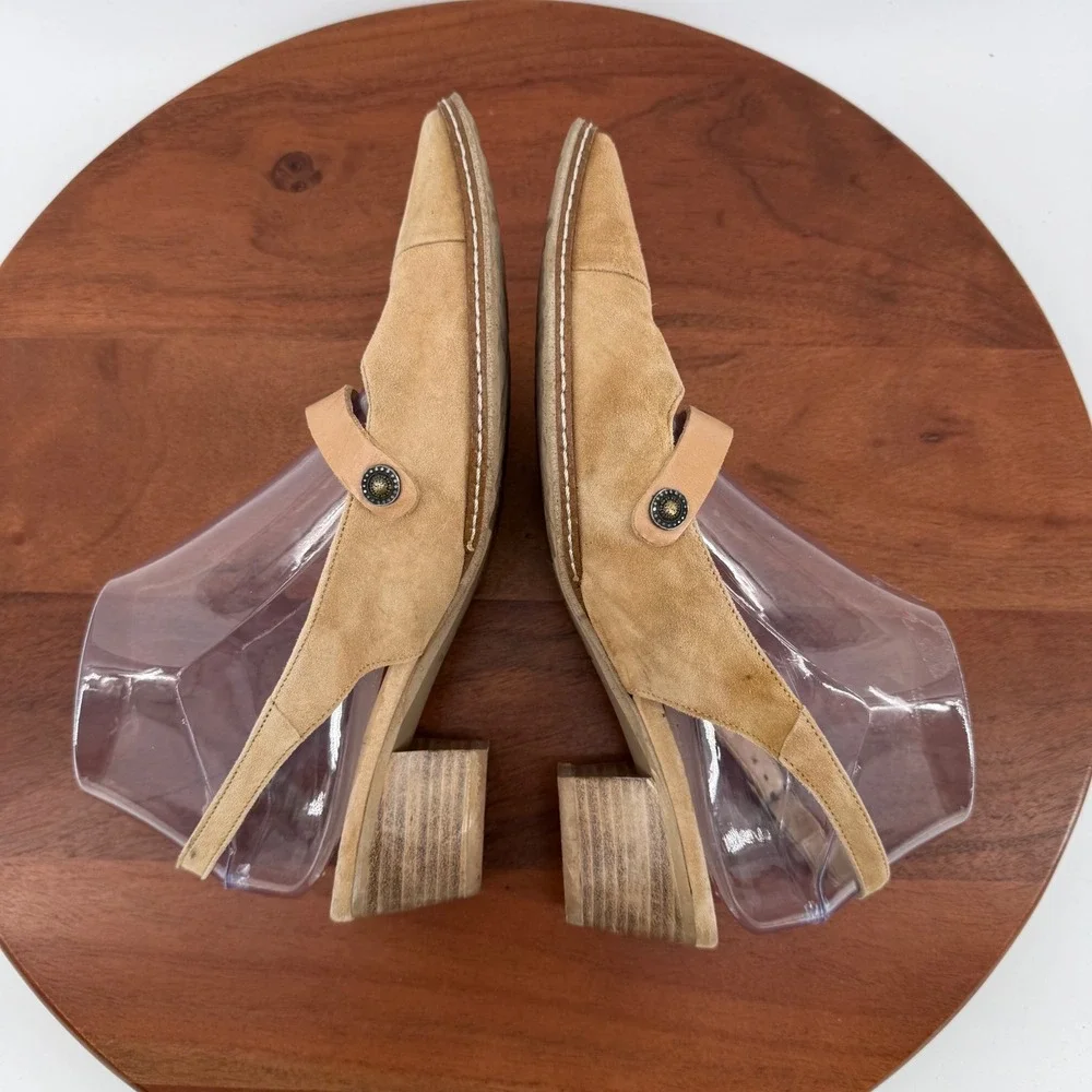 Sundance Tan‎ Suede Pointed Toe Slingback Heels  Size EU 38/Women 7.5-8 France